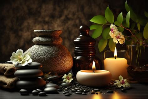 Premium Photo Beautiful Spa Massage Aromatherapy Wellness Stones Candles