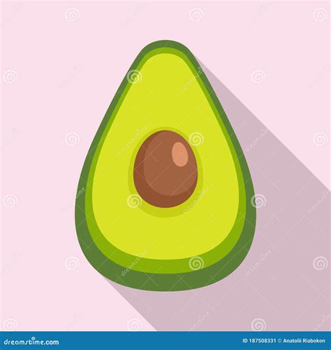 Half Avocado Icon Flat Style Stock Vector Illustration Of Object