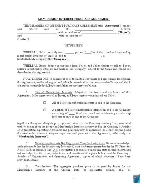 Membership Agreement Template