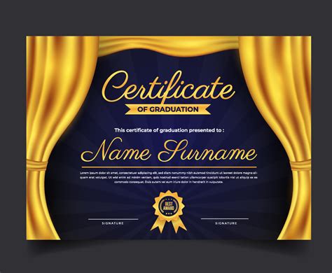 Realistic Curtain Luxury Certificate Template Vector Art And Graphics