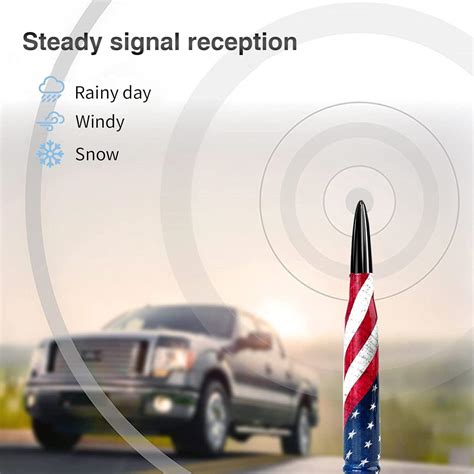 Ajxn 1 PC Car Truck Bullet Antenna American Flag Design Compatible With