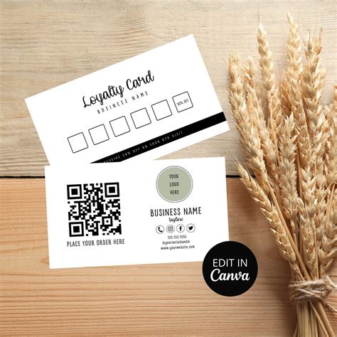 Minimalist Loyalty Card Template QR Business Card Small Business