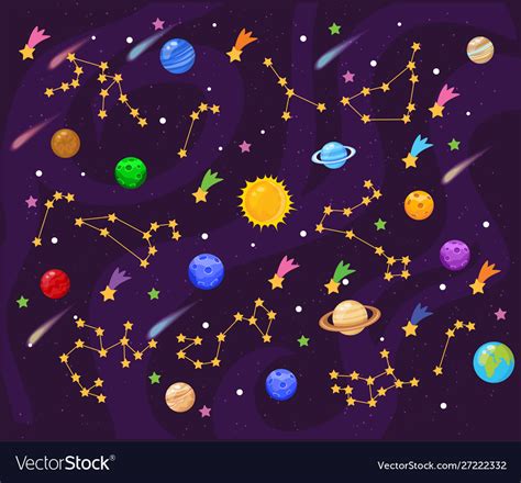 Planets stars and constellations Royalty Free Vector Image