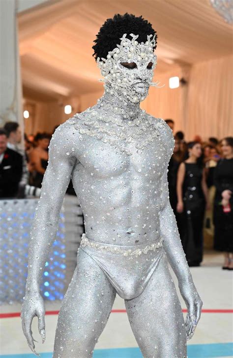 Lil Nas X Appears Near Naked At Met Gala In Metallic G String The