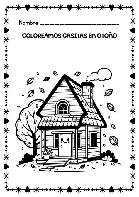 Bonitos dibujos para colorear casitas en otoño