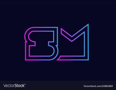 Blue Pink Alphabet Letter Logo Combination Design Vector Image