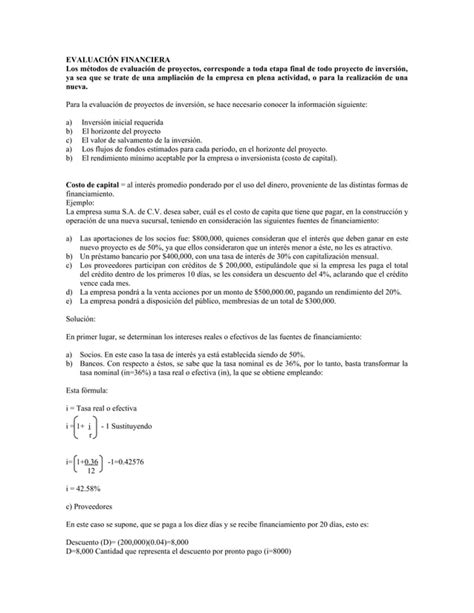 Evaluación financiera PDF