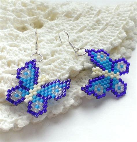 Butterfly Wing Jewelry Brick Stitch Earrings Bead Art