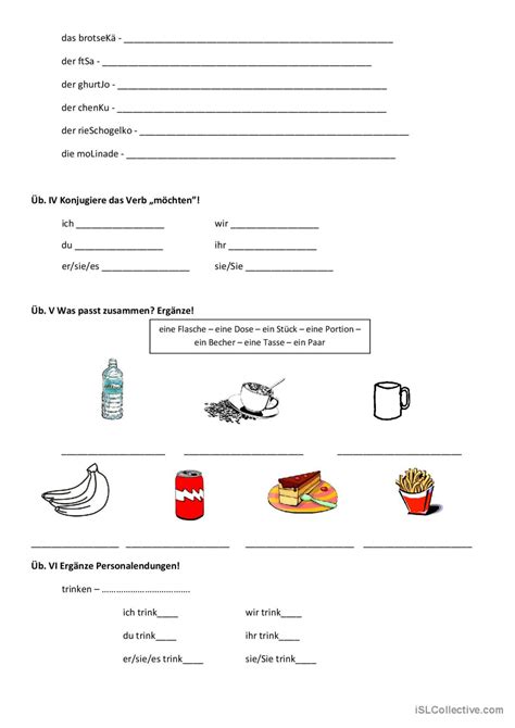 Essen Und Trinken Allgemein Deutsch Daf Arbeitsbl Tter Pdf Doc