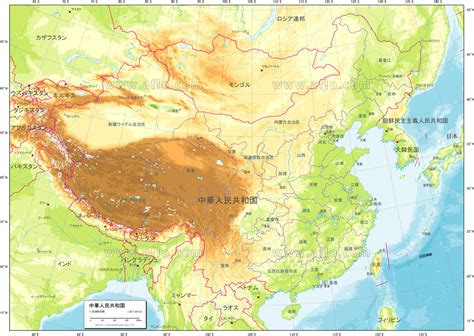 中華人民共和国 地勢図 ベクター地図素材のダウンロード販売 アフロモール