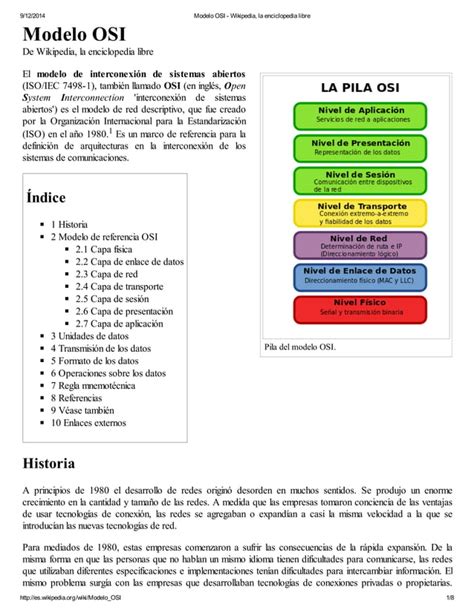 Modelo Osi Wikipedia La Enciclopedia Libre Pdf