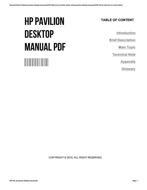 Hp Pavilion Desktop Manual Pdf By WilliamKozak3036 Issuu