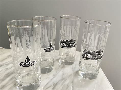 Set Of Four Jack Daniels High Ball Etched Whiskey Glasses Etsy In 2021 Whiskey Glasses