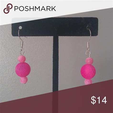 Pink Dragons Veins Agate Bead Earrings