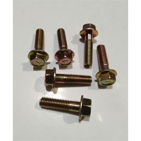 Jual Baut Flange Bolt M X Mm Baut Topi Kuning Kunci