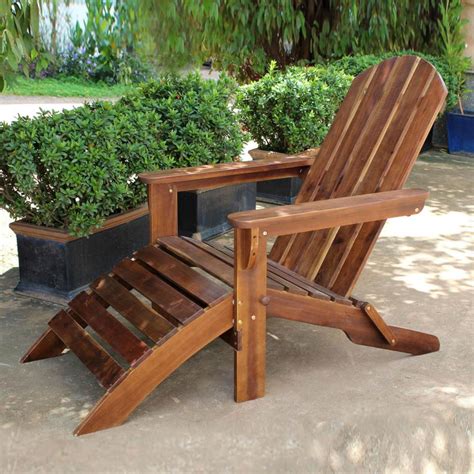 Hialeah Adirondack Chair With Attached Footrest Outdoor Furniture