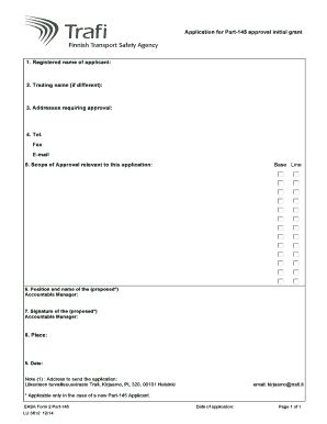 Fillable Online Lomake Page 1 Of 1EASA Form 2 Part 145 LU 3812 12 14