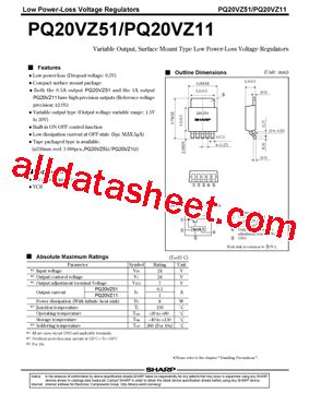 PQ20VZ5U 数据表 PDF Sharp Corporation