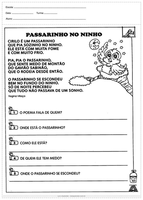 Atividades De Portugues 4 Ano Leitura E Interpretação De Texto