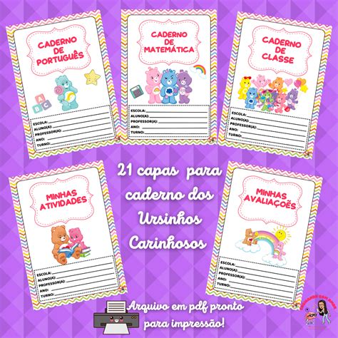 Capas Para Caderno Ursinhos Carinhosos Bia Ensinando Amor