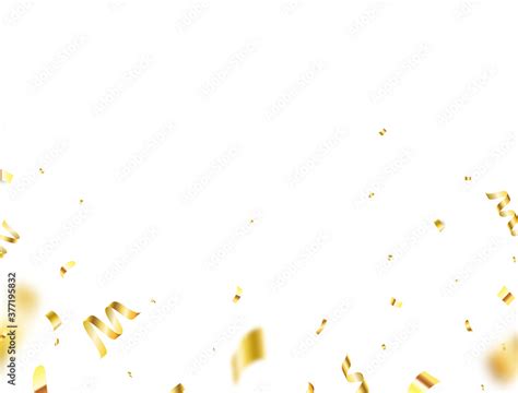 Golden confetti border on white background. Falling shiny gold confetti ...