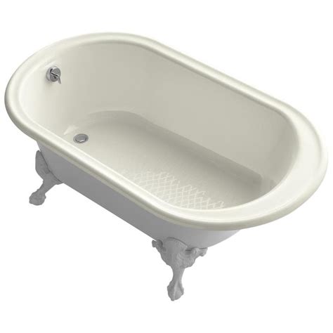 Shop Kohler Iron Works Historic Biscuit Cast Iron Oval Clawfoot Bathtub