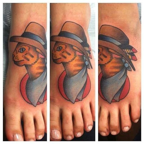 Traditional Cowboy Cat Tattoo By Amanda Hoffman Timeless Tattoo Las