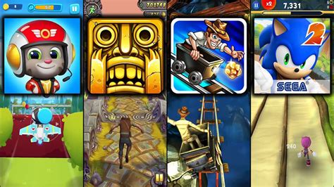 Talking Tom Sky Run Vs Temple Run 2 Sky Summit Vs Rail Rush Vs Sonic