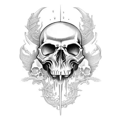 Blackwork Skull Robe Hourglass Tattoo Idea Blackink Ai