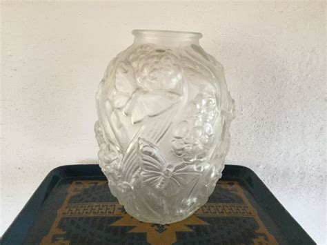 Frosted Pressed Glass Large Vase Art Deco Catawiki