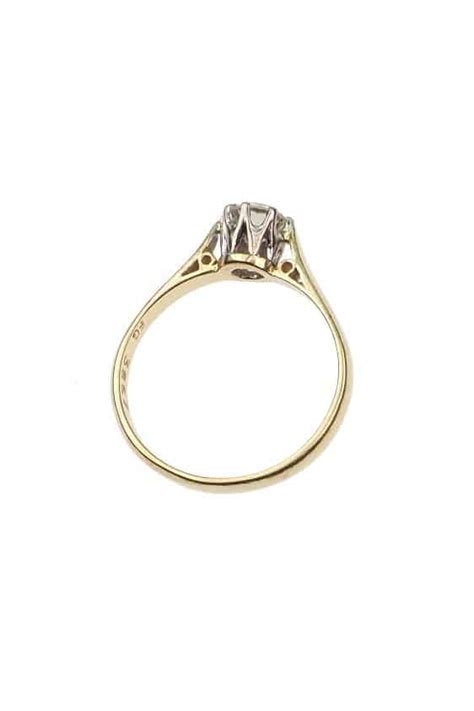 Datiert 1976 18 Ct Gold Platin Ring Verlobungsring Mit Diamant