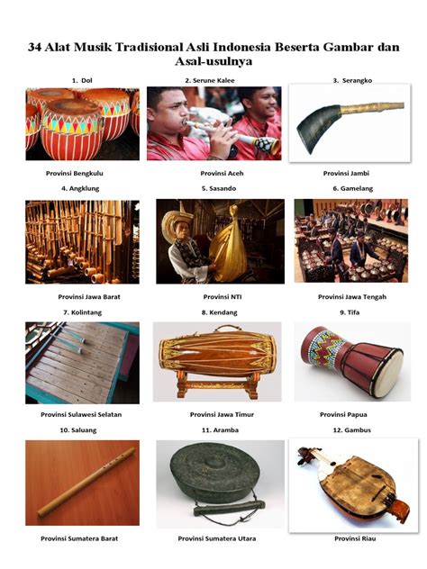 34 Alat Musik Tradisional Asli Indonesia Beserta Gambar Dan Asal Pdf