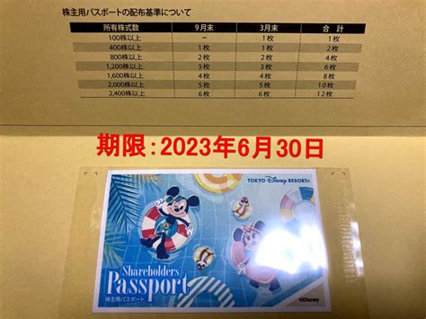 東京ディズニーランド／ディズニーシーパスポート株主優待券 6月30日まディズニーリゾート共通券｜売買されたオークション情報、yahooの