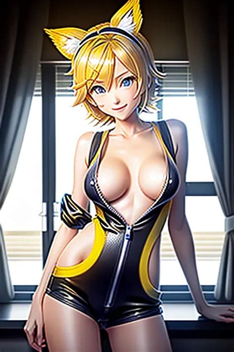 Dopamine Girl Rin Kagamine Detailed Facial Features Blue Eyes C