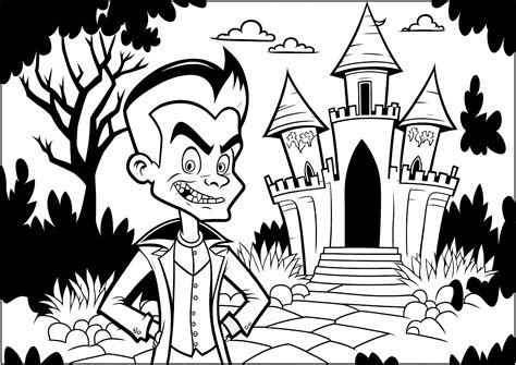 Vampire Devant Son Ch Teau Coloriages De Vampires Twilight Dracula