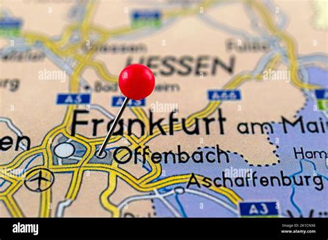 Frankfurt Map Close Up Of Frankfurt Map With Red Pin Map With Red Pin