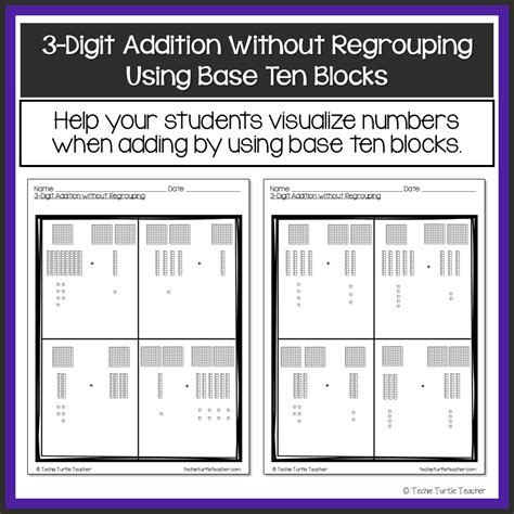 3 Digit Addition Without Regrouping Bundle Base Ten Break Apart