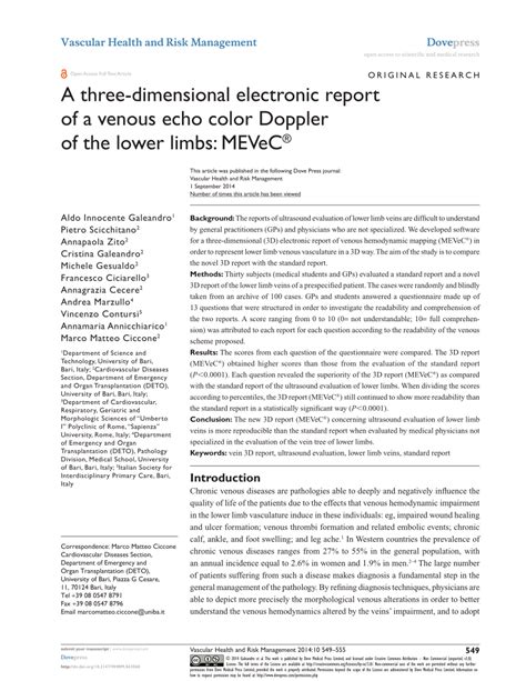 (PDF) A three-dimensional electronic report of a venous echo color ...