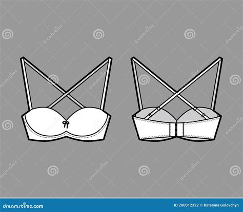 Balconette Bra Lingerie Technical Fashion Illustration With Full