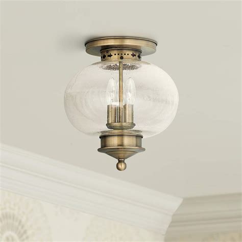 Harbor 11 Wide Antique Brass 3 Light Ceiling Light 42x92 Lamps Plus