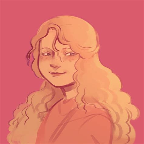 A Drawing Of A Woman With Long Blonde Hair Wearing A Pink Top And