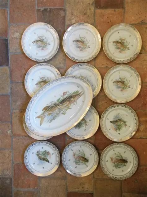 Assiettes Plat Service A Poisson En Porcelaine De Limoges Eur