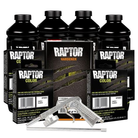 U Pol 821 Raptor 4l Tintable Bed Liner Kit With 4854 White Tint Pouches