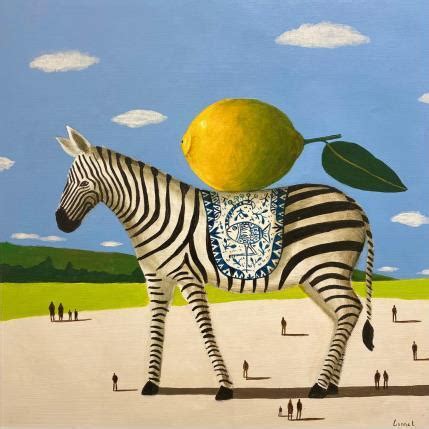 Peinture zèbre citron par Lionnet Pascal Carré d artistes