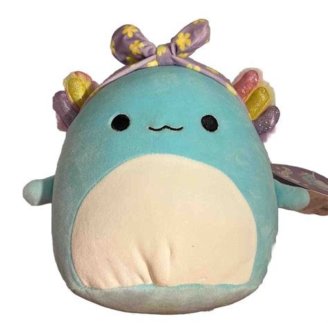 Squishmallows Irina Axolotl Plush 8 Blue Spring Easter Flower Bandana