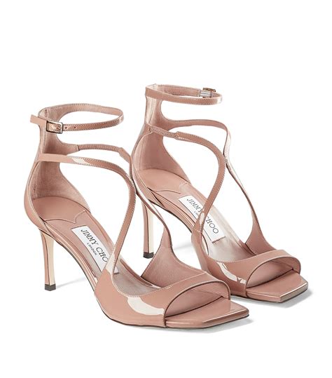 Womens Jimmy Choo Pink Azia 75 Patent Leather Sandals Harrods US