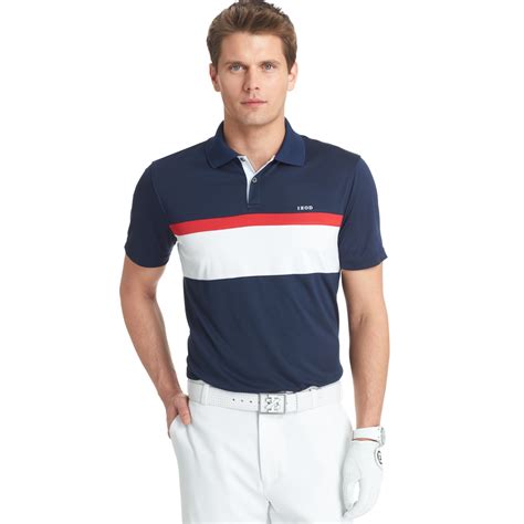 Izod Performance Interlock Mesh Pieced Golf Polo In Blue For Men