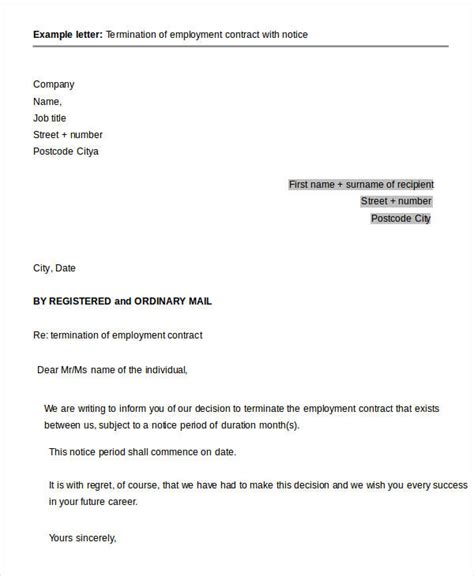 Employment Contract Termination Letter Template Download Printable Pdf