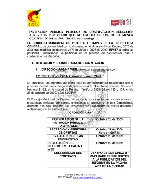 Invitaci N Publica Proceso De Contratacion N De