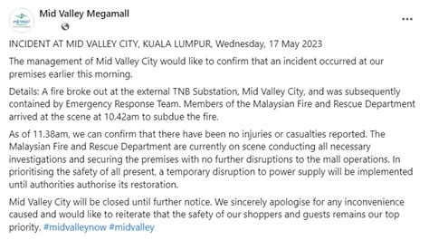 BFM News On Twitter 1 Management Says Mid Valley City Will Be Closed